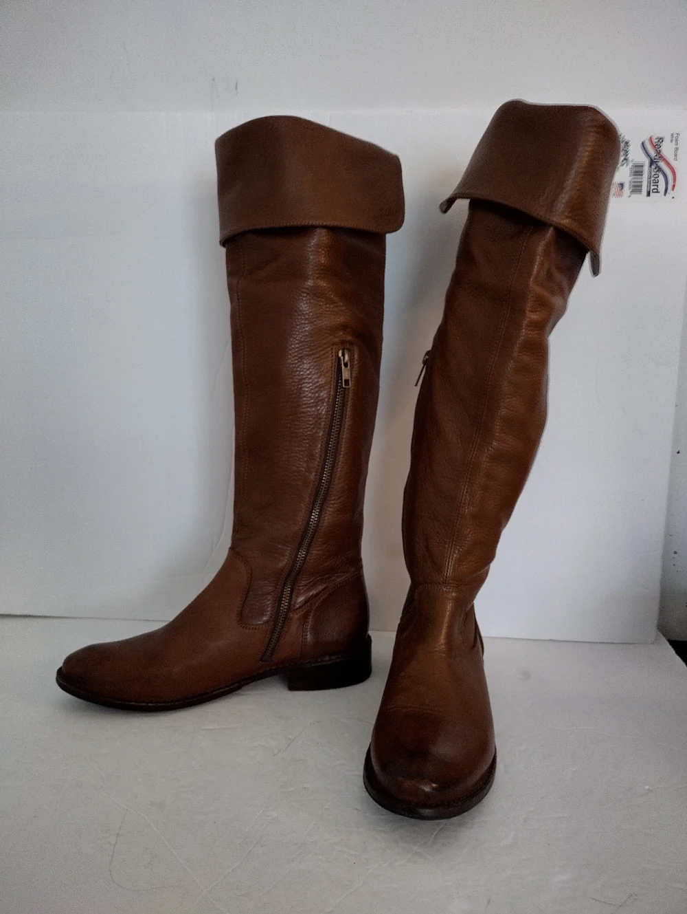 Frye Shirley Over The Knees Boots Size 7.5 Brown Leather Thigh High Fold Over - Picture 11 of 16